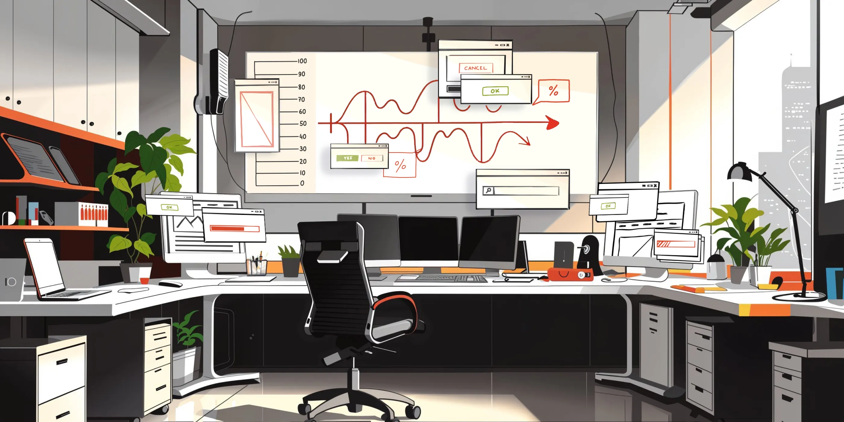 Illustration des bureaux d'un cabinet comptable pour TPE, PME et entreprises en croissance