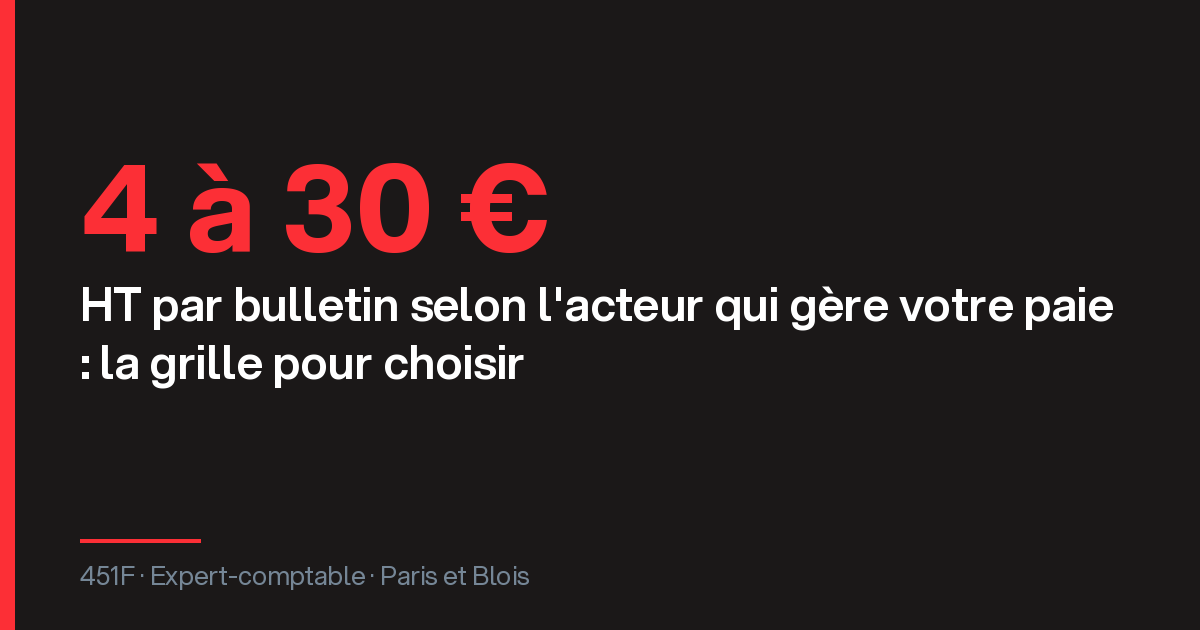 Coût d'un bulletin de paie externalisé : de 4 à 30 € HT selon le type d'acteur, octobre 2026