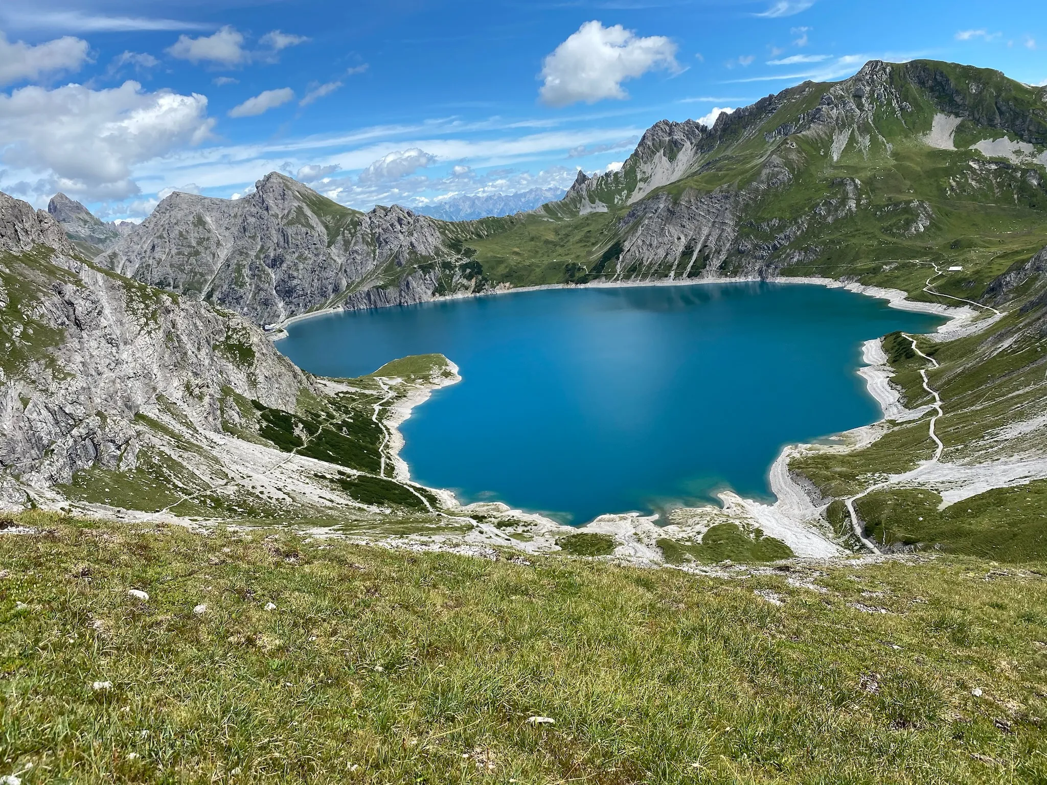 View of the beautiful blue Lünersee