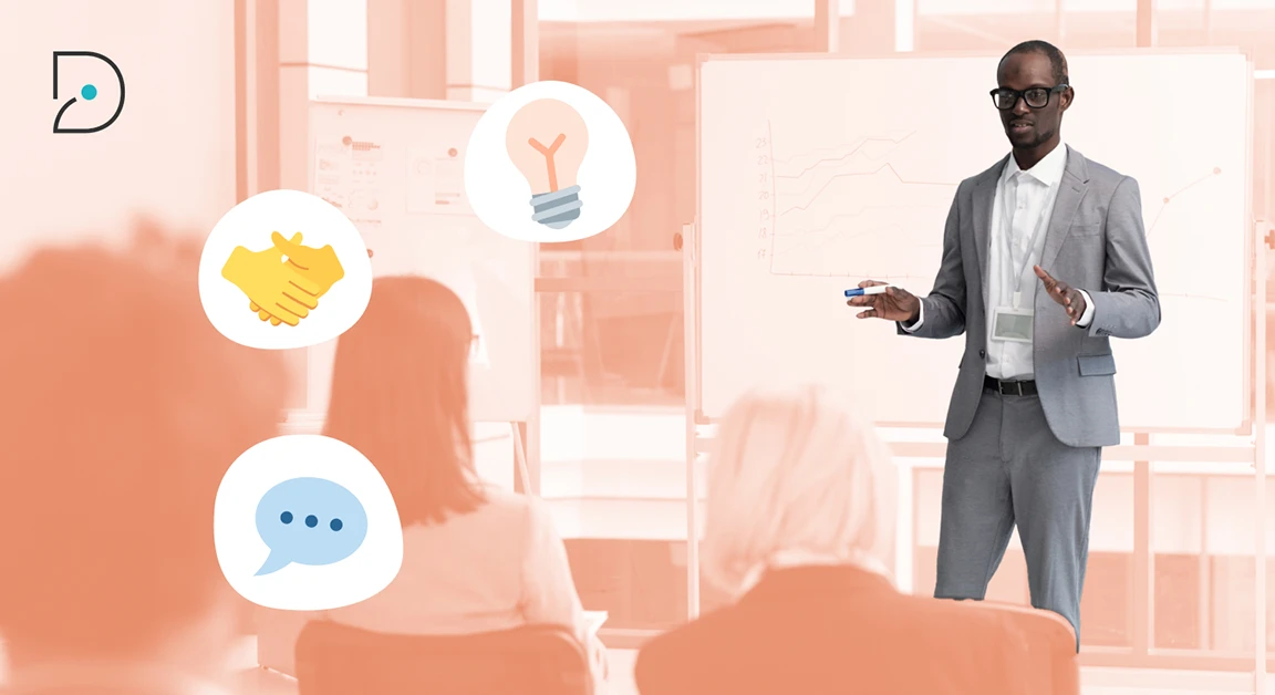 Visuel d'une personne donnant des cours en présentiel