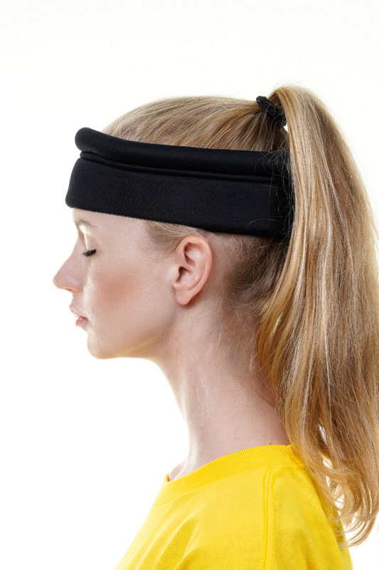 Woman wearing Halo Rejuvenator Head Weight