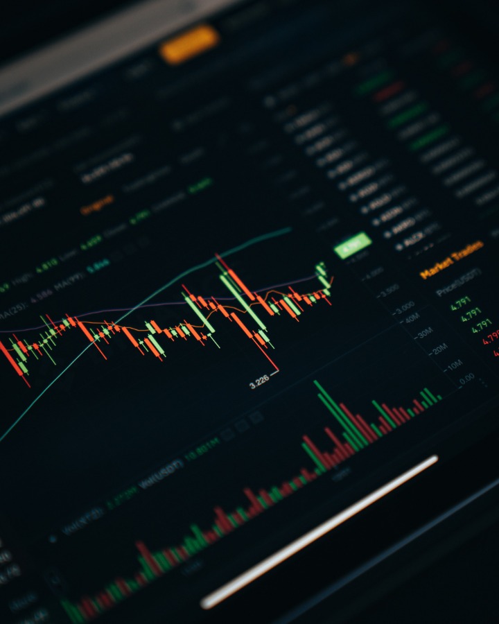 Trading charts on a computer screen