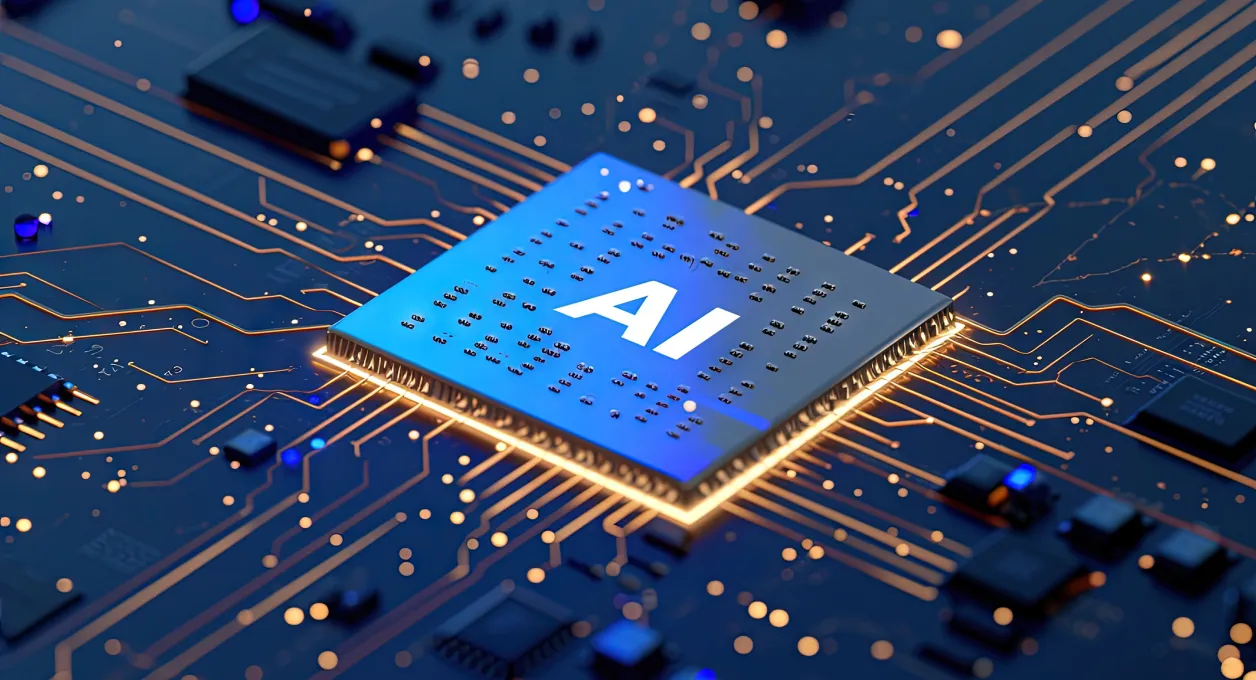 Computer chip with AI written on it