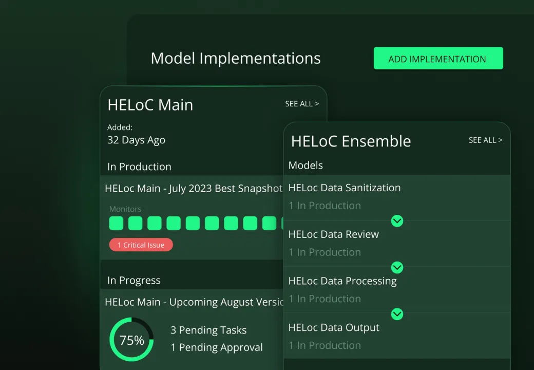 ModelOp's Model Implenentations Reporting Dashboard