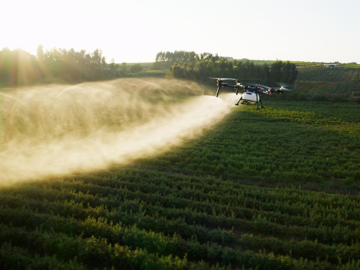 XAG P150 Max agricultural drone flying over a field.
