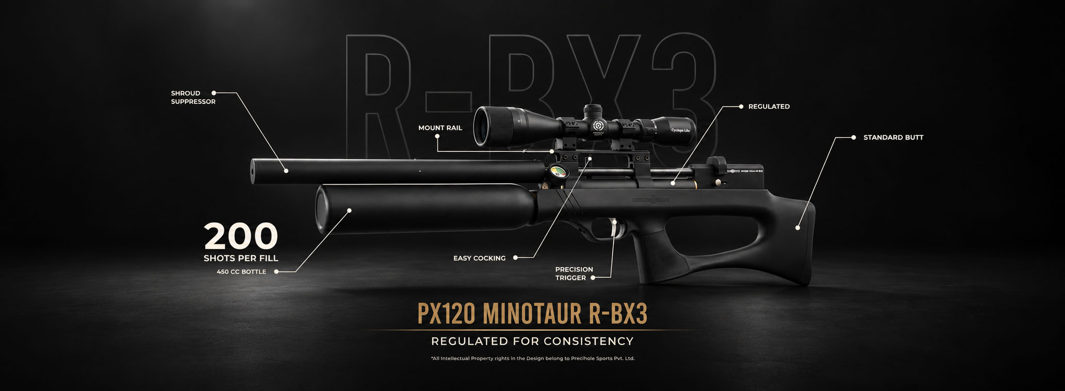 Precihole PX120 Minotaur R-BX3: regulated for consistency, 200 shots per fill