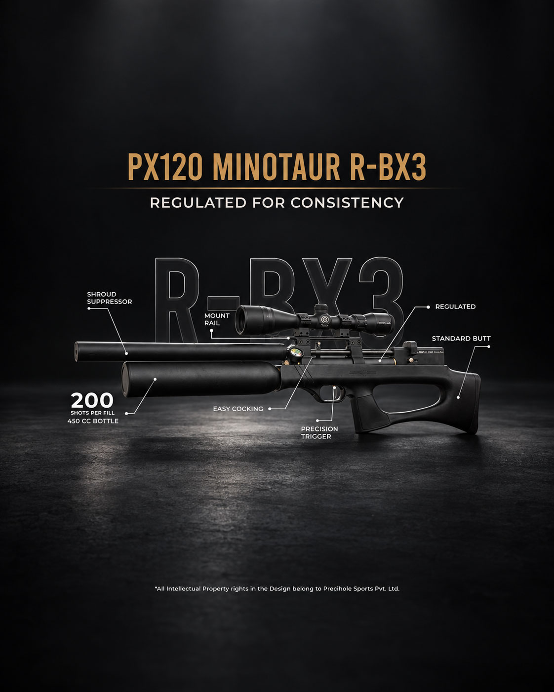 Precihole PX120 Minotaur R-BX3: regulated for consistency, 200 shots per fill