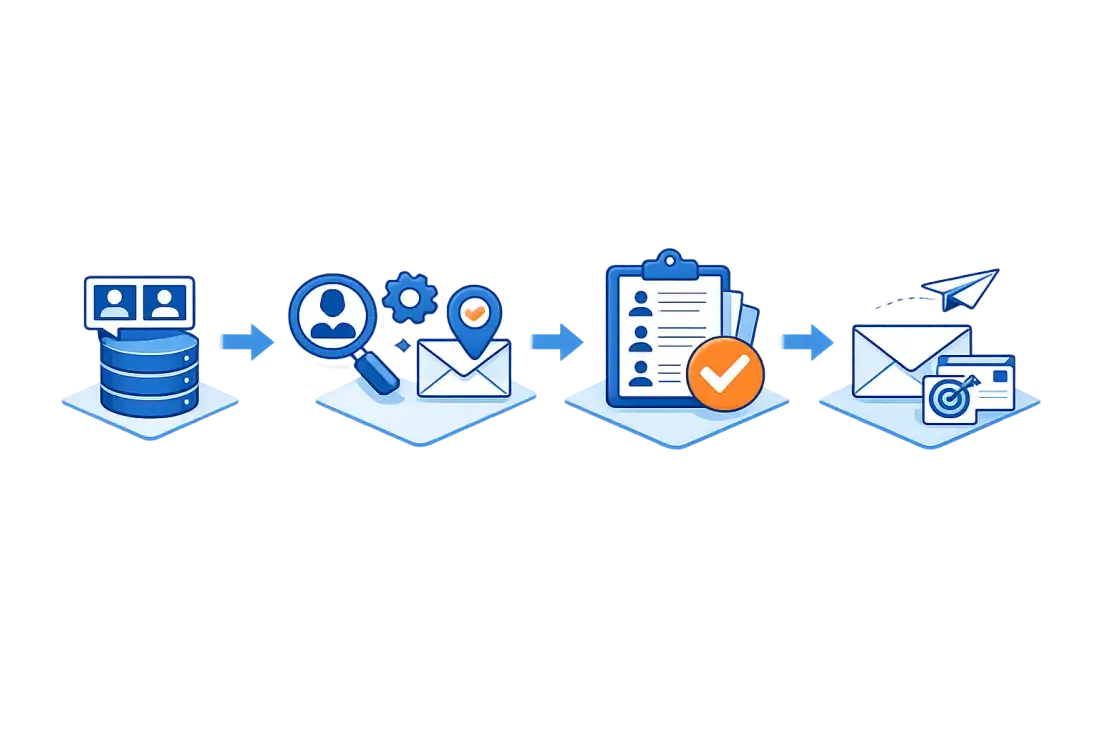 B2B mailing list enrichment workflow from CRM records to validated mailing addresses