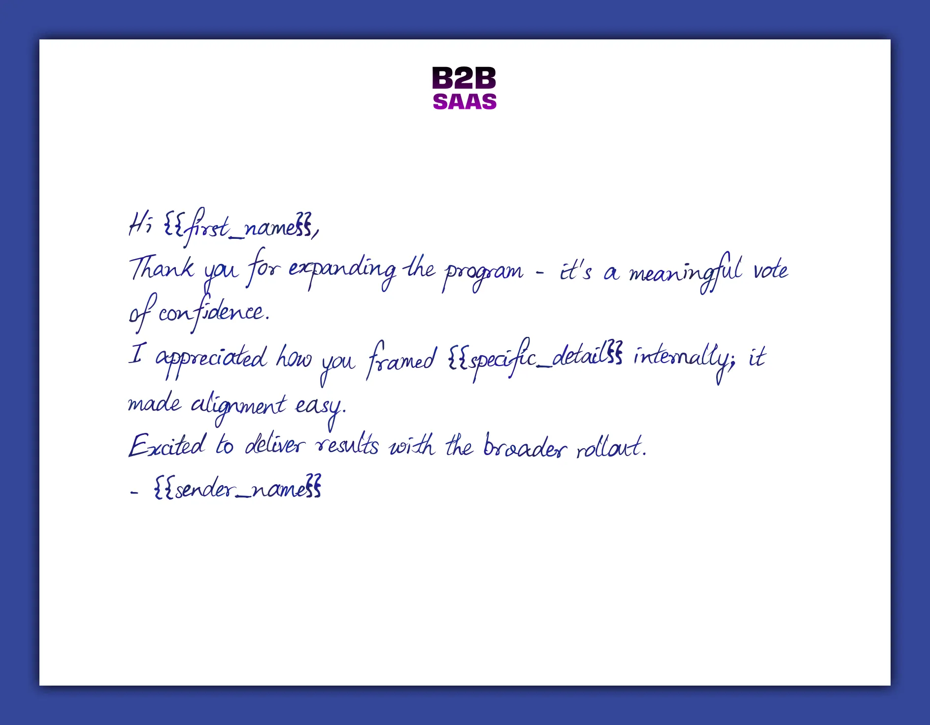 Expansion handwritten thank you note example