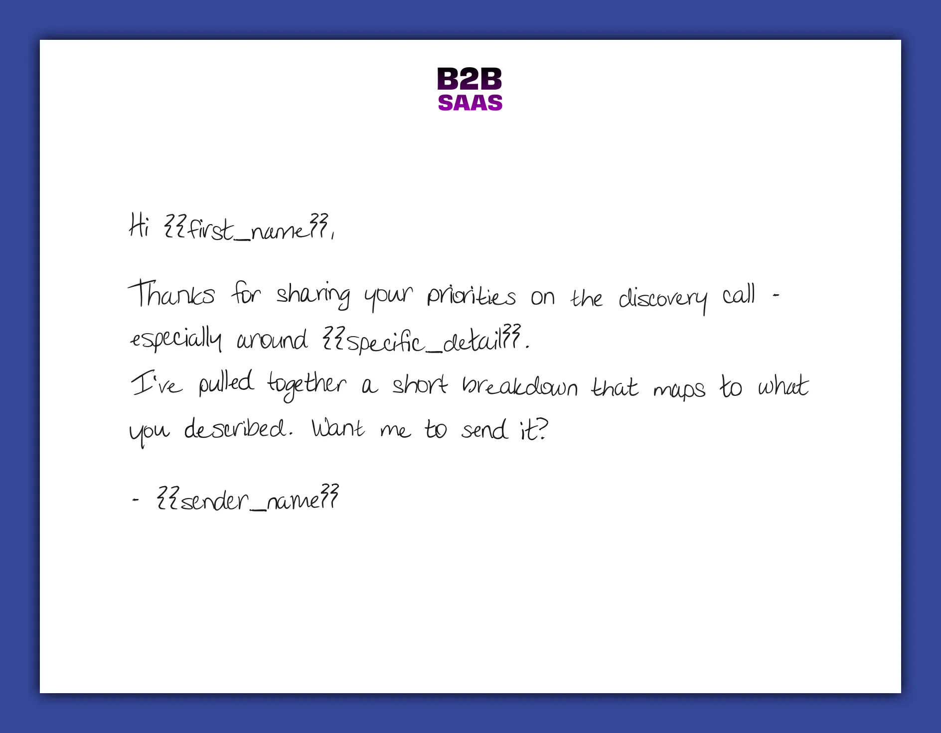 Thank you note after discovery call example