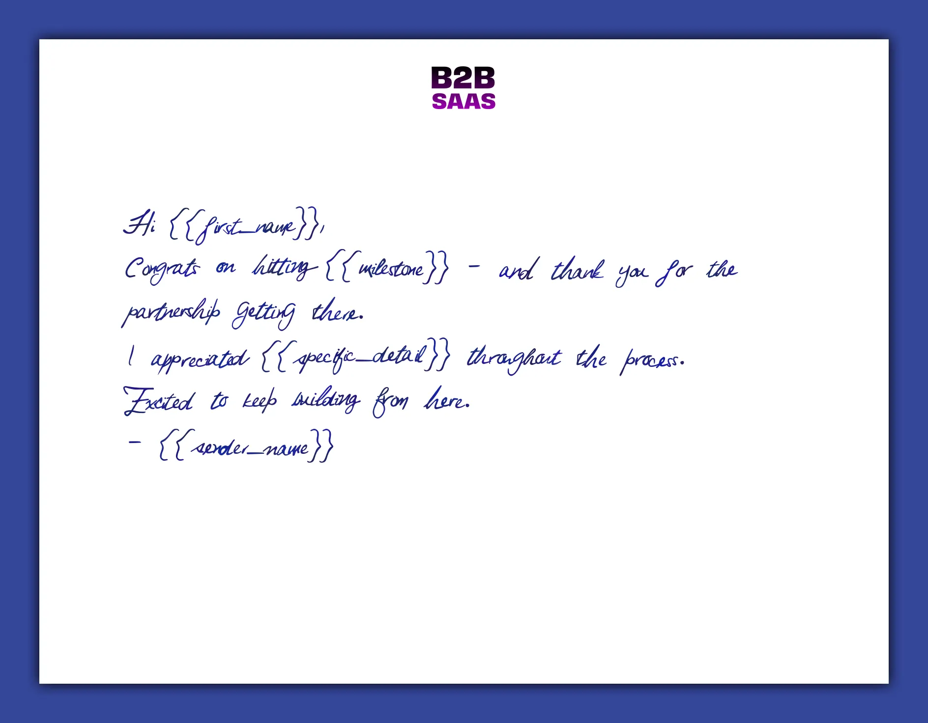 Onboarding milestone handwritten thank you note example