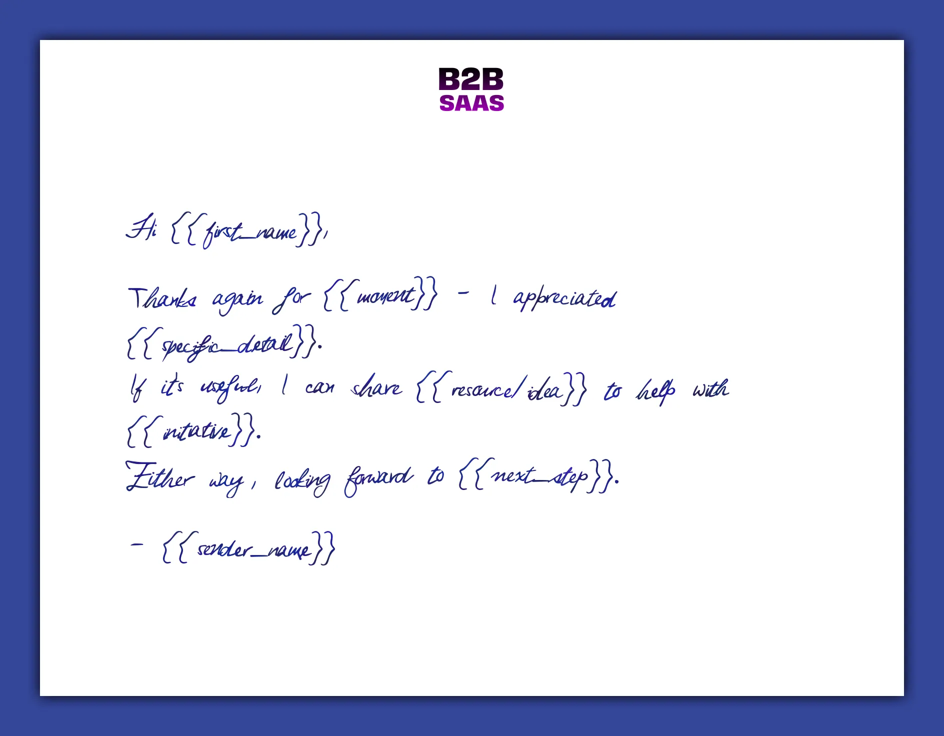 Business thank you note 4 sentence template example