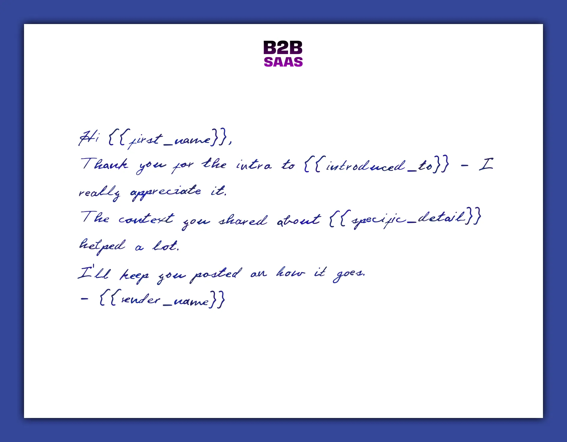 Intro/referral handwritten thank you note example