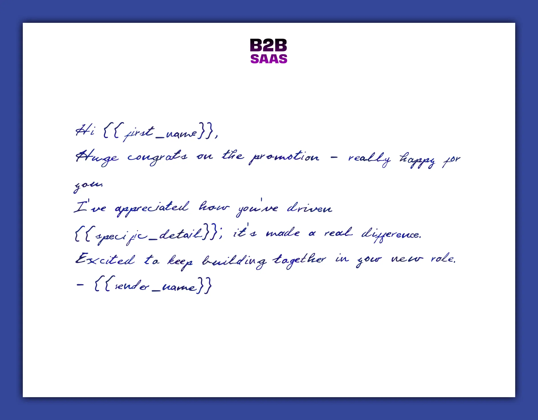 Champion promotion congratulations handwritten note example