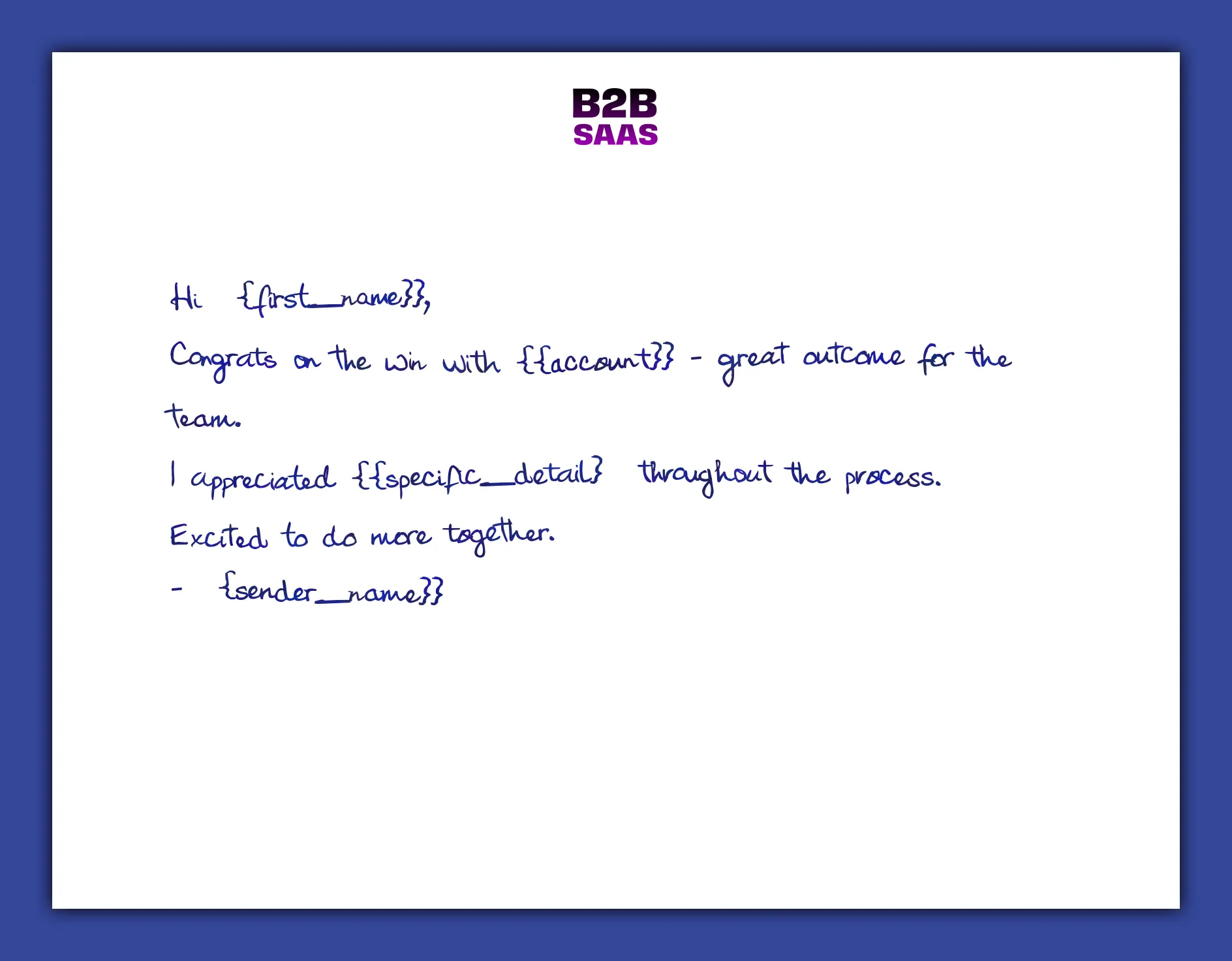 Partner joint win congratulations handwritten note example