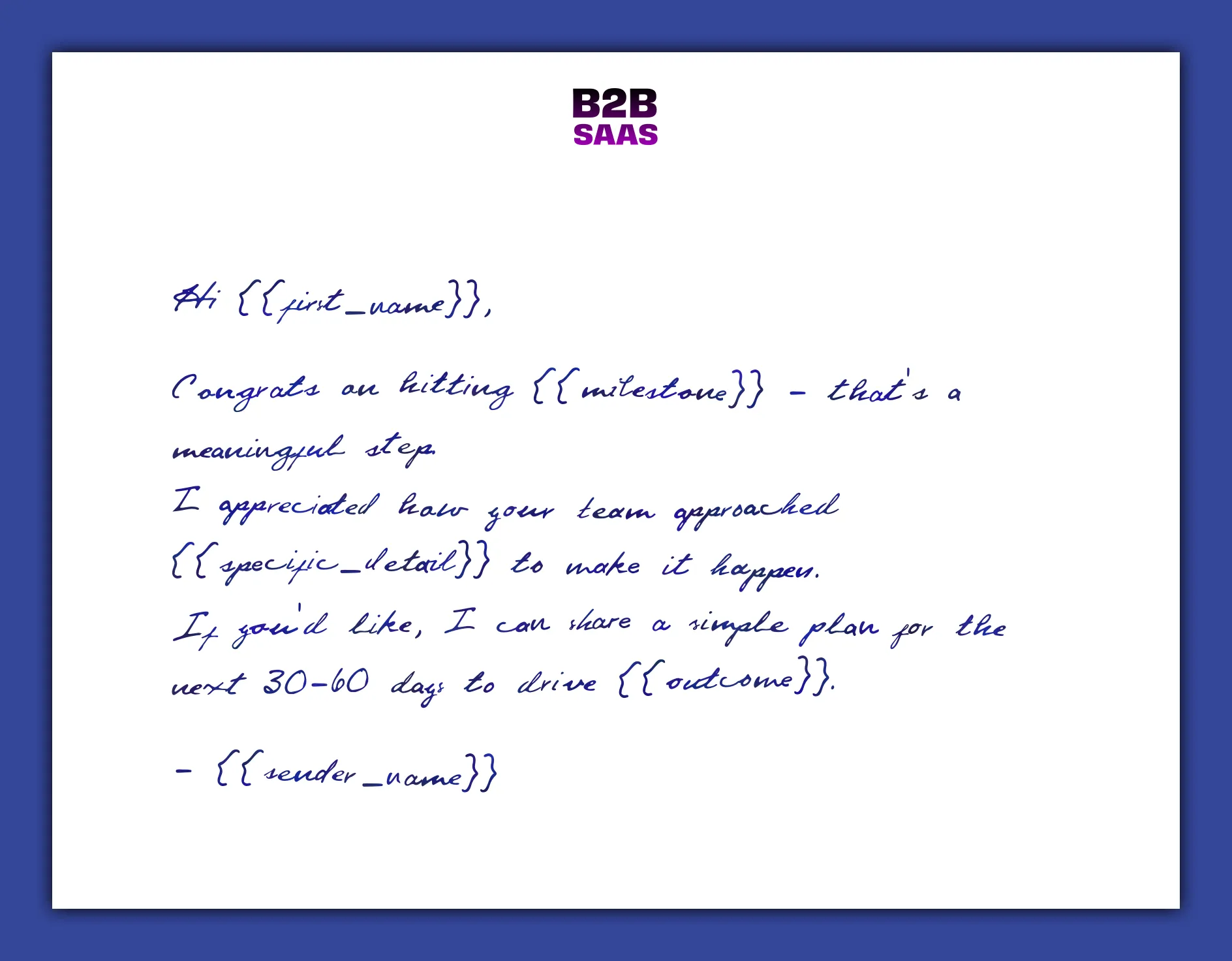 Onboarding milestone handwritten note example