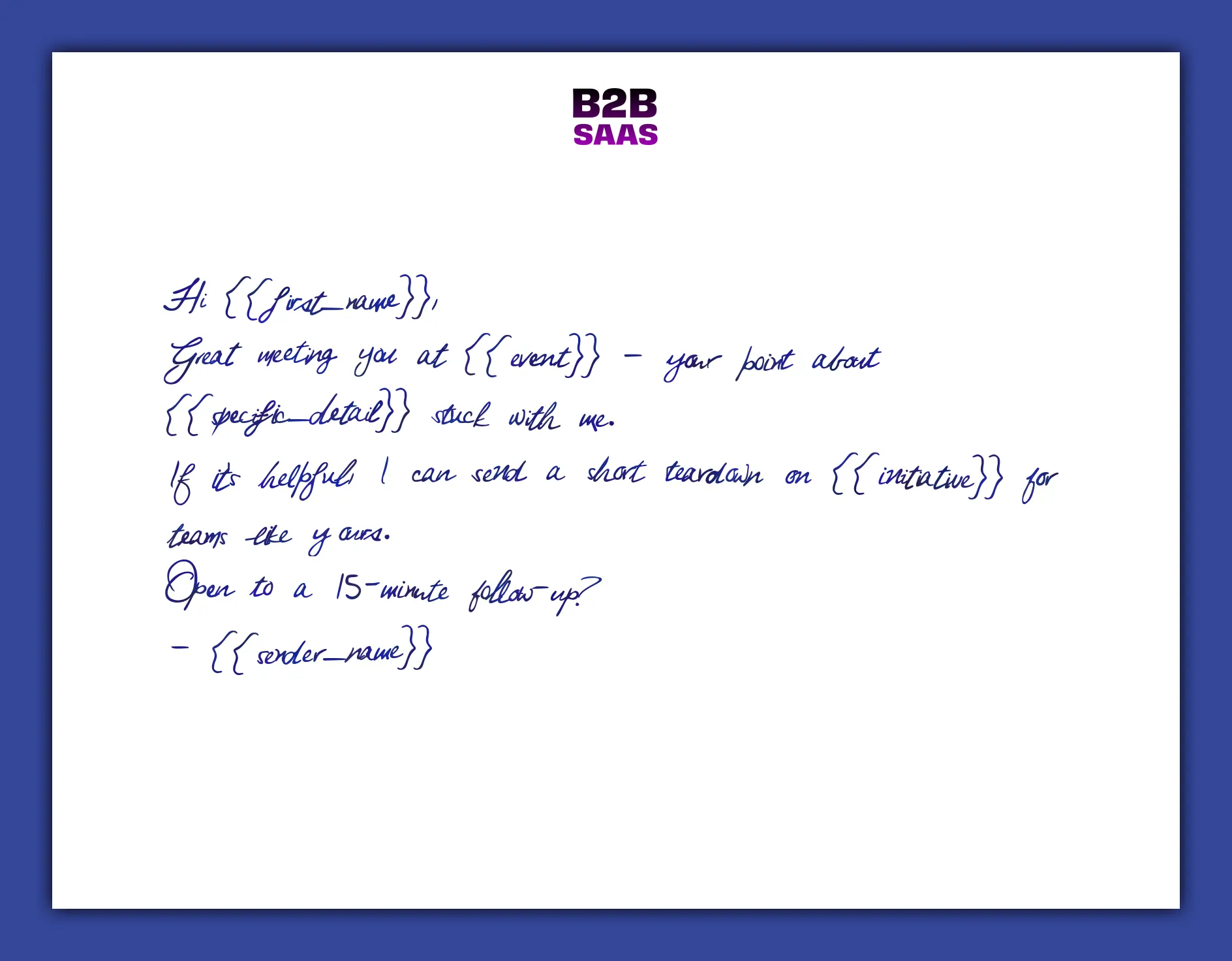 Post-event follow-up handwritten example