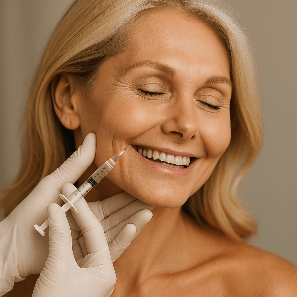 woman receiving dermal filler McMurray treatment for smile lines