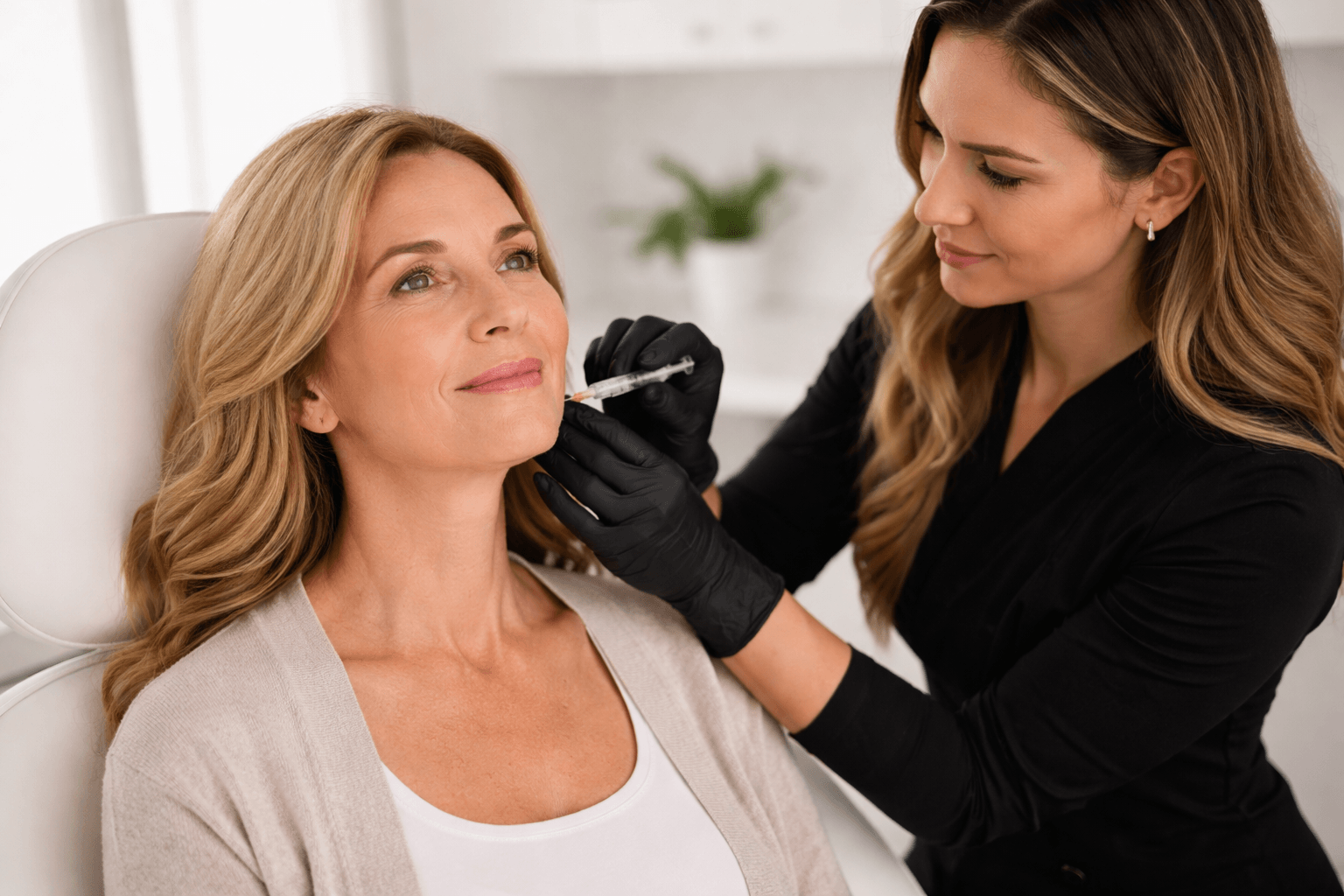 Provider performing Sculptra injections in McMurray, Pennsylvania to restore natural facial volume