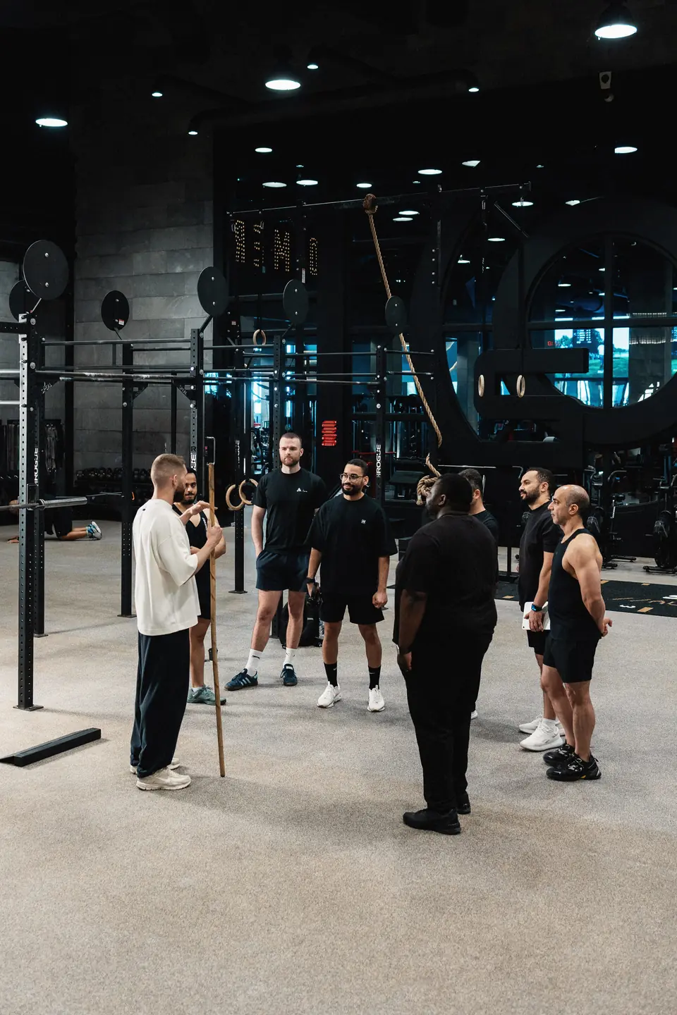 Bohdan teaching exercise technique at a client workshop.