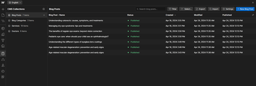 Optic X Webflow Template And UI Kit CMS Collection