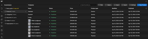 Optic X Webflow Template And UI Kit Ecommerce Collection