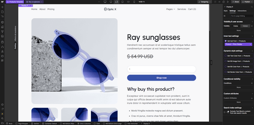 Optic X Webflow Template And UI Kit Ecommerce Page