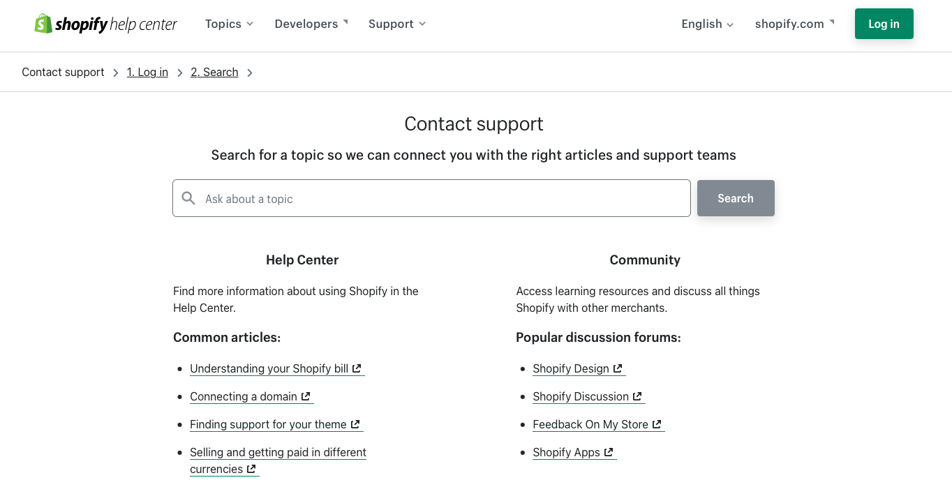 Shopify customer support