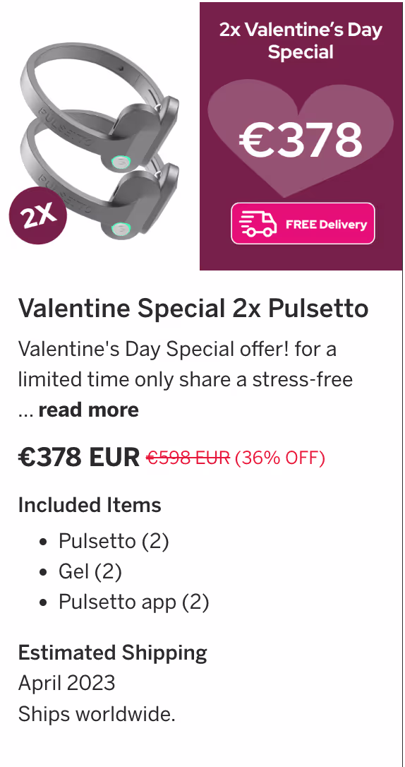 Pulsetto Indiegogo Perks Creation