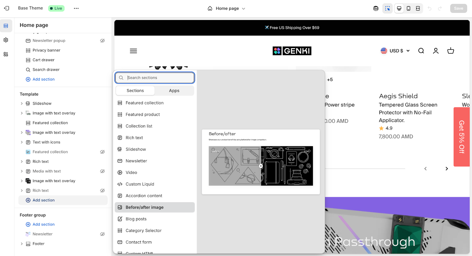shopify homepage customization