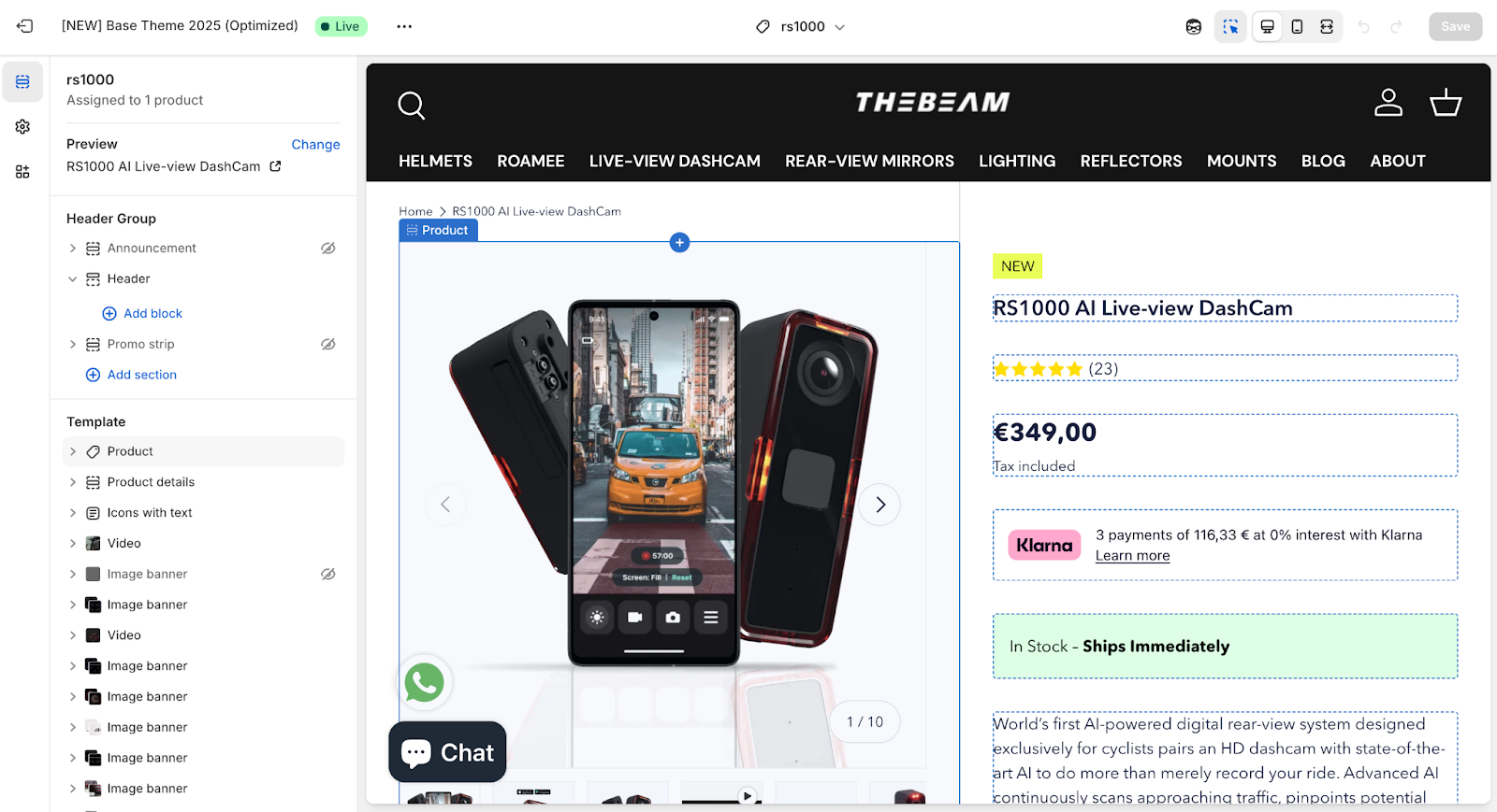 product page customization