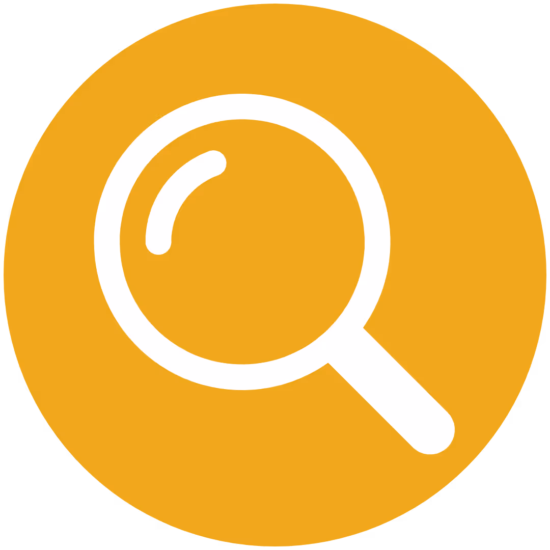 yellow search icon of magnifying glass