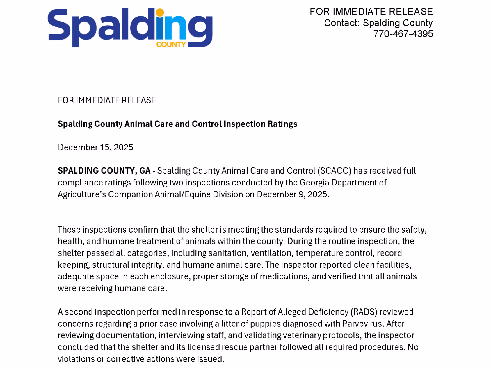 Spalding County press release dated November 20, 2025, inviting residents to apply for local boards, authorities, or committees by December 18, 2025, to help shape the community and develop leadership skills.