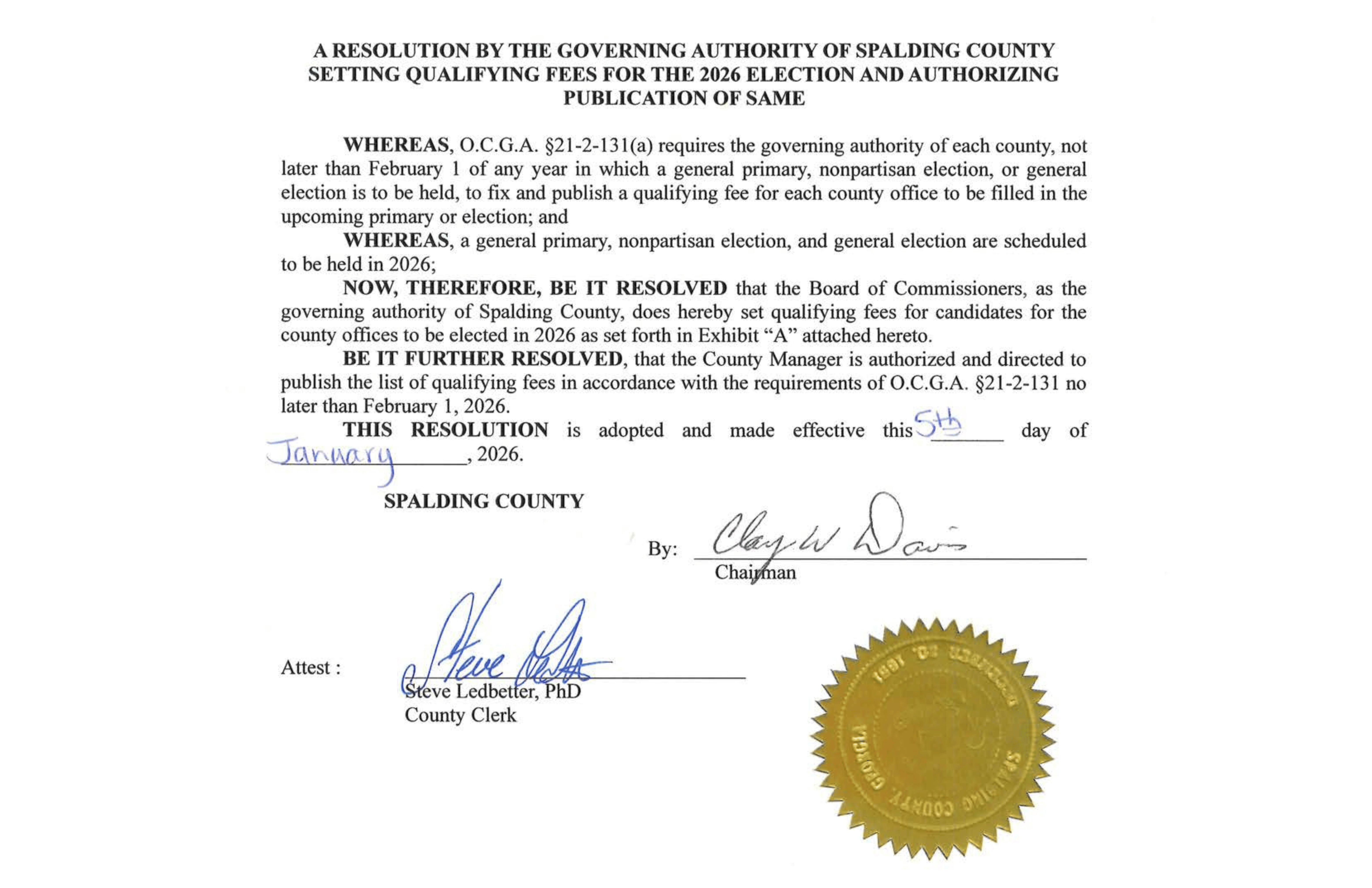 Spalding County press release dated November 20, 2025, inviting residents to apply for local boards, authorities, or committees by December 18, 2025, to help shape the community and develop leadership skills.