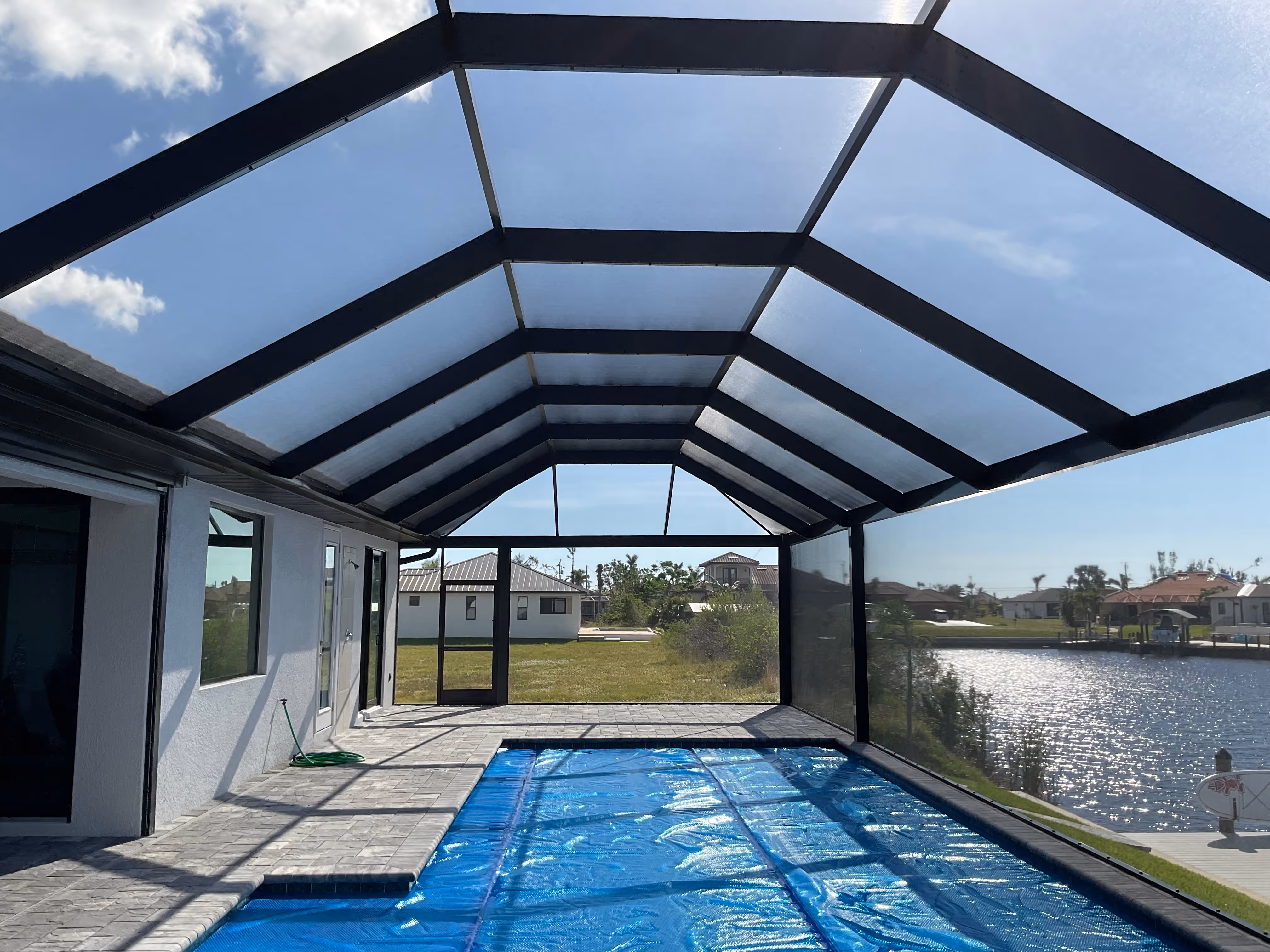 Aluminum pool screen enclosure project Miami — AB Aluminum & Screens