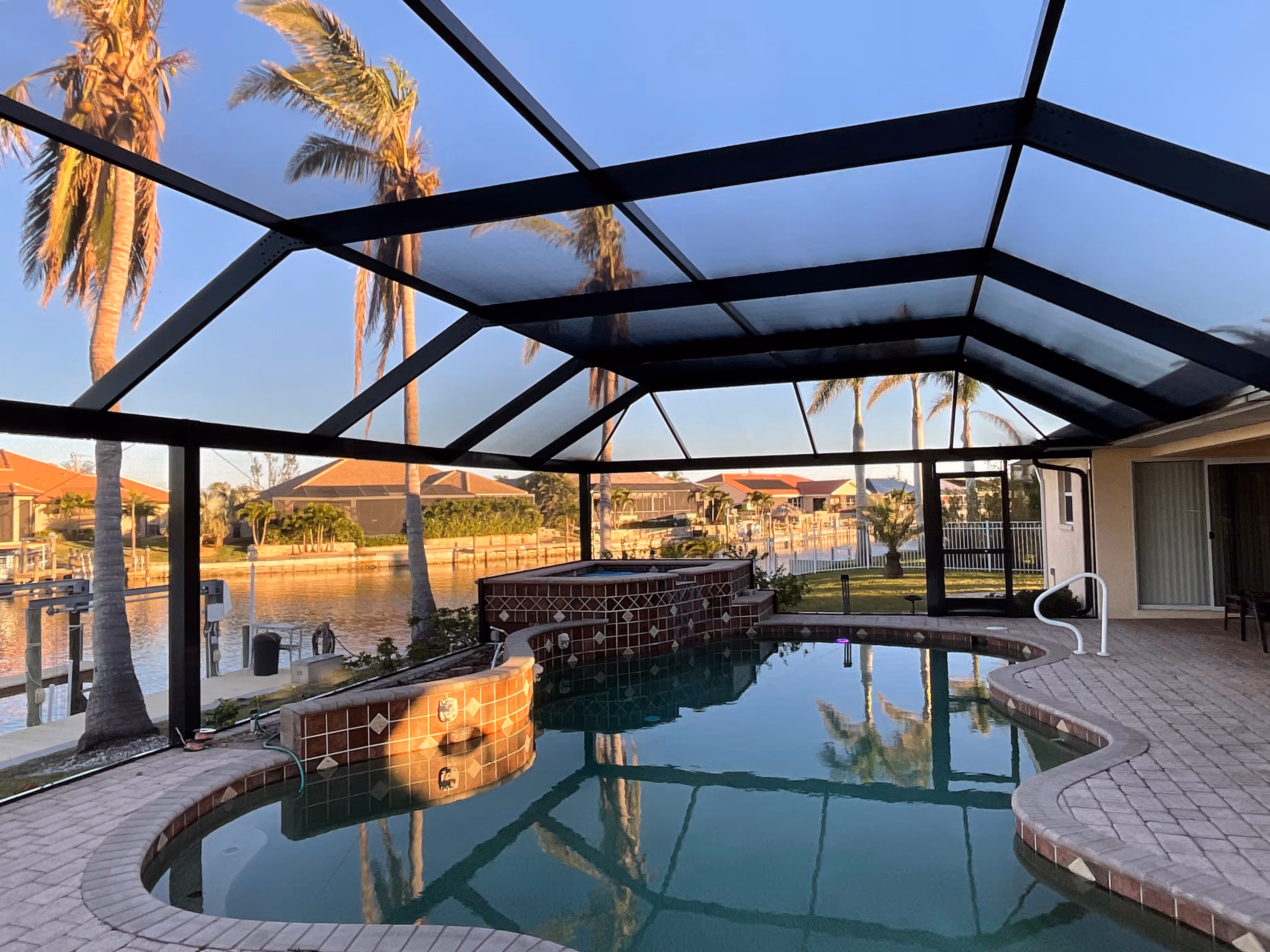 Pool cage installation with aluminum frame South Florida — AB Aluminum & Screens