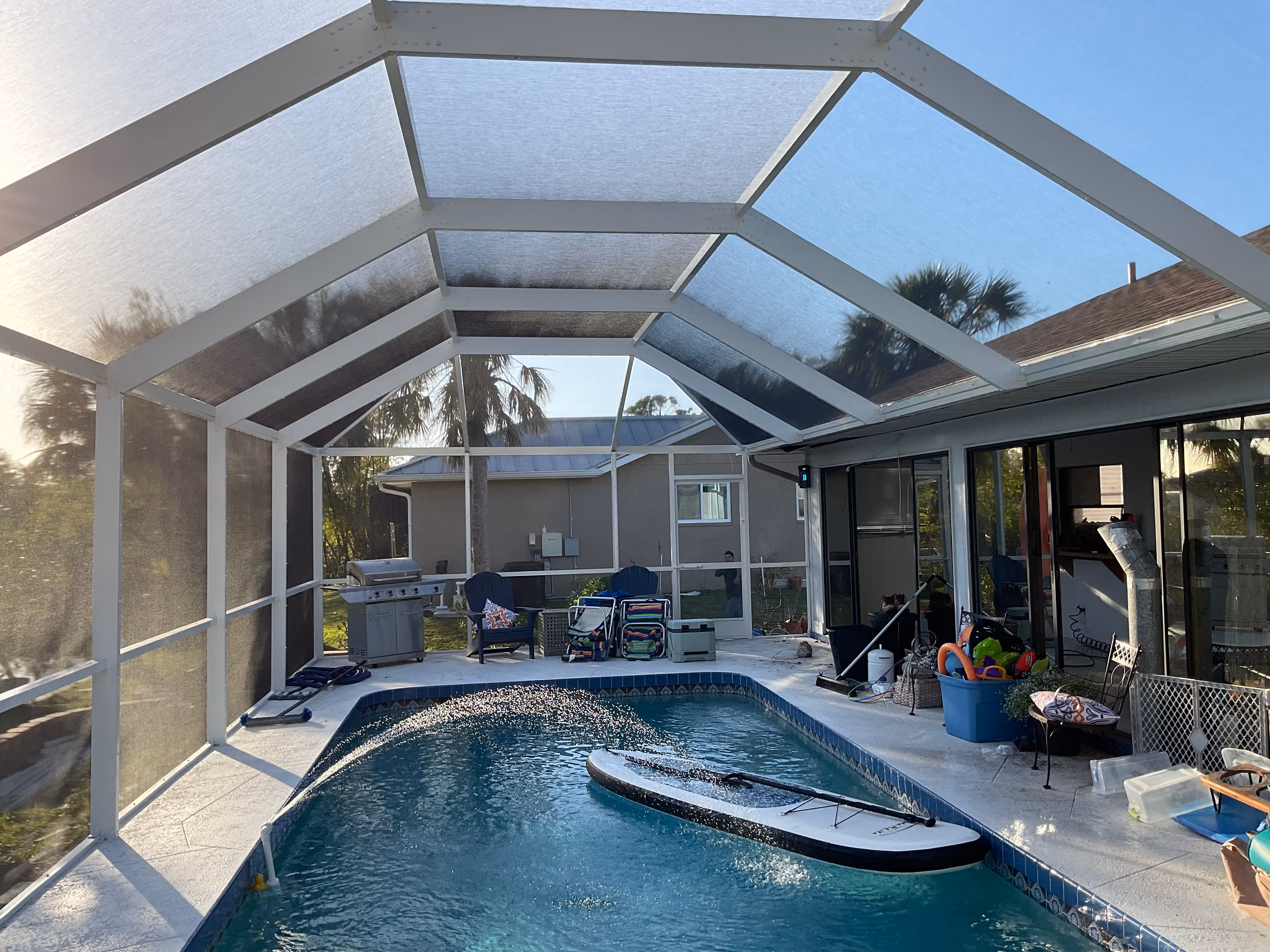 Pool screen enclosure with sliding door South Florida — AB Aluminum & Screens