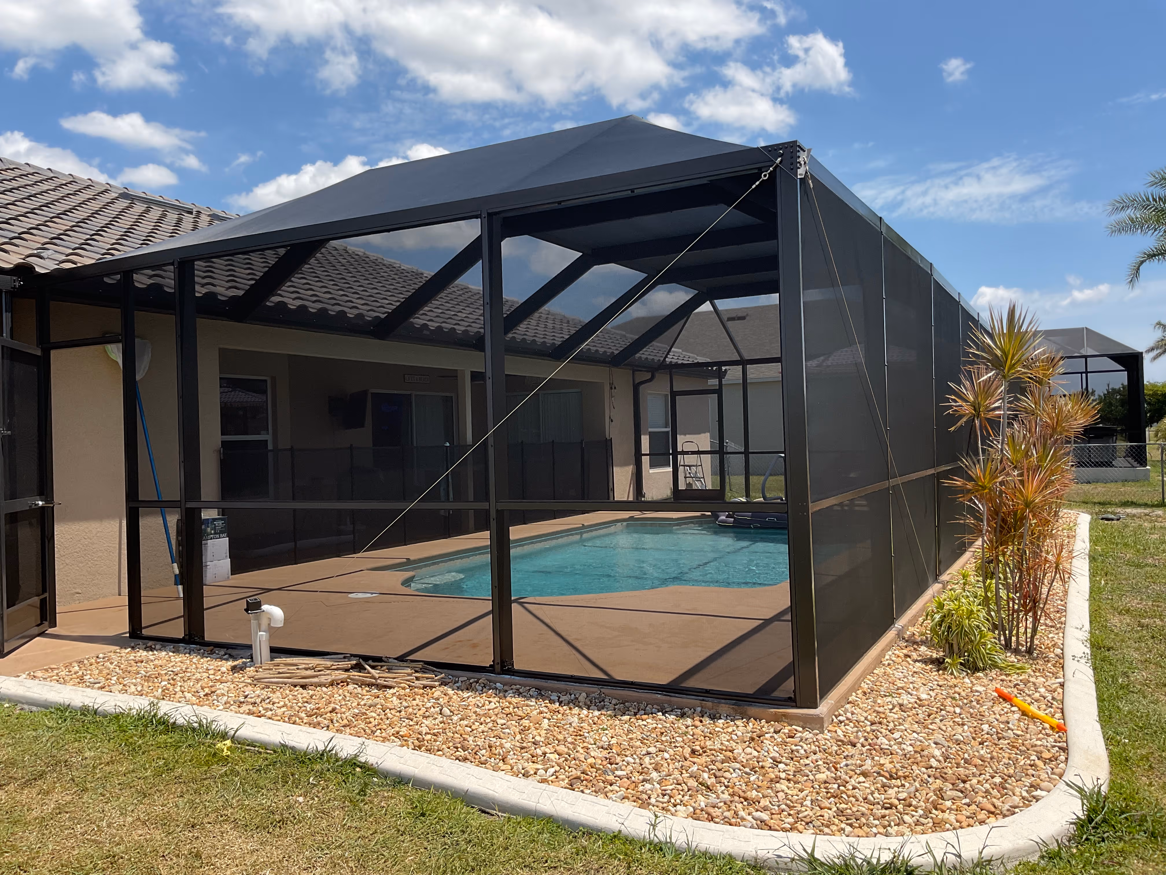 Pool enclosure interior view screened pool area Miami — AB Aluminum & Screens