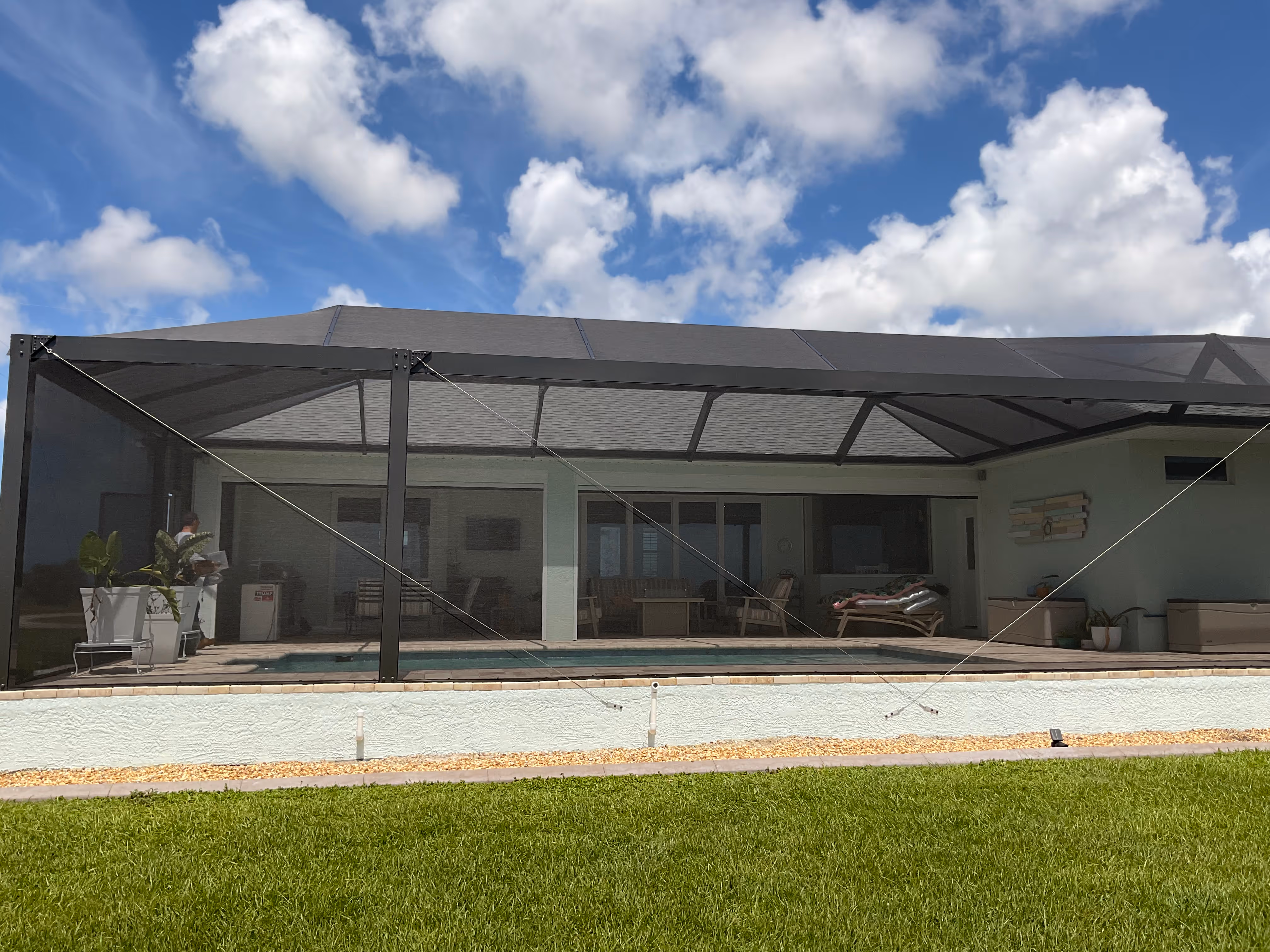 Aluminum pool cage with flat roof profile South Florida — AB Aluminum & Screens