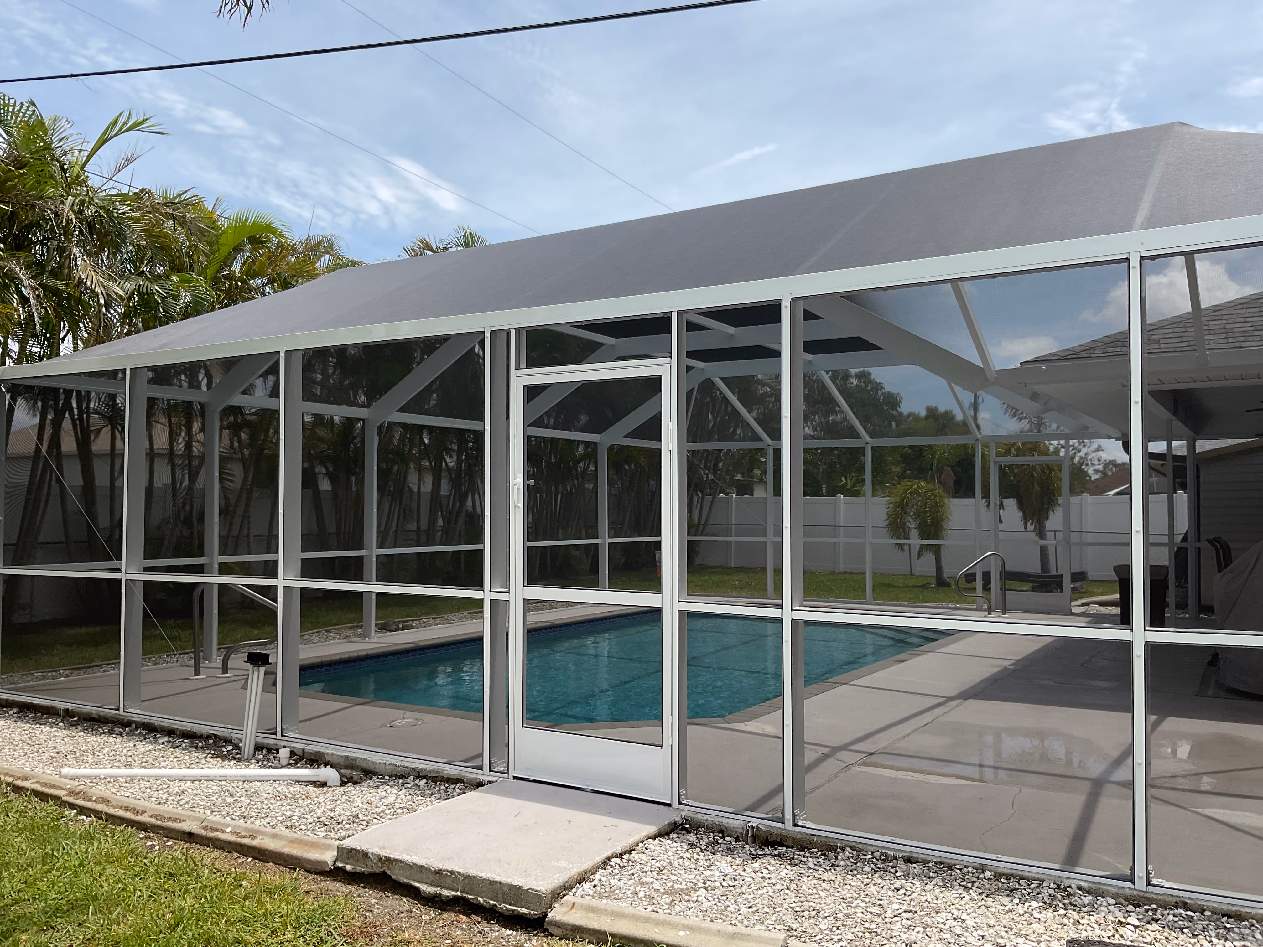 Pool enclosure with screen room extension attached patio — AB Aluminum & Screens