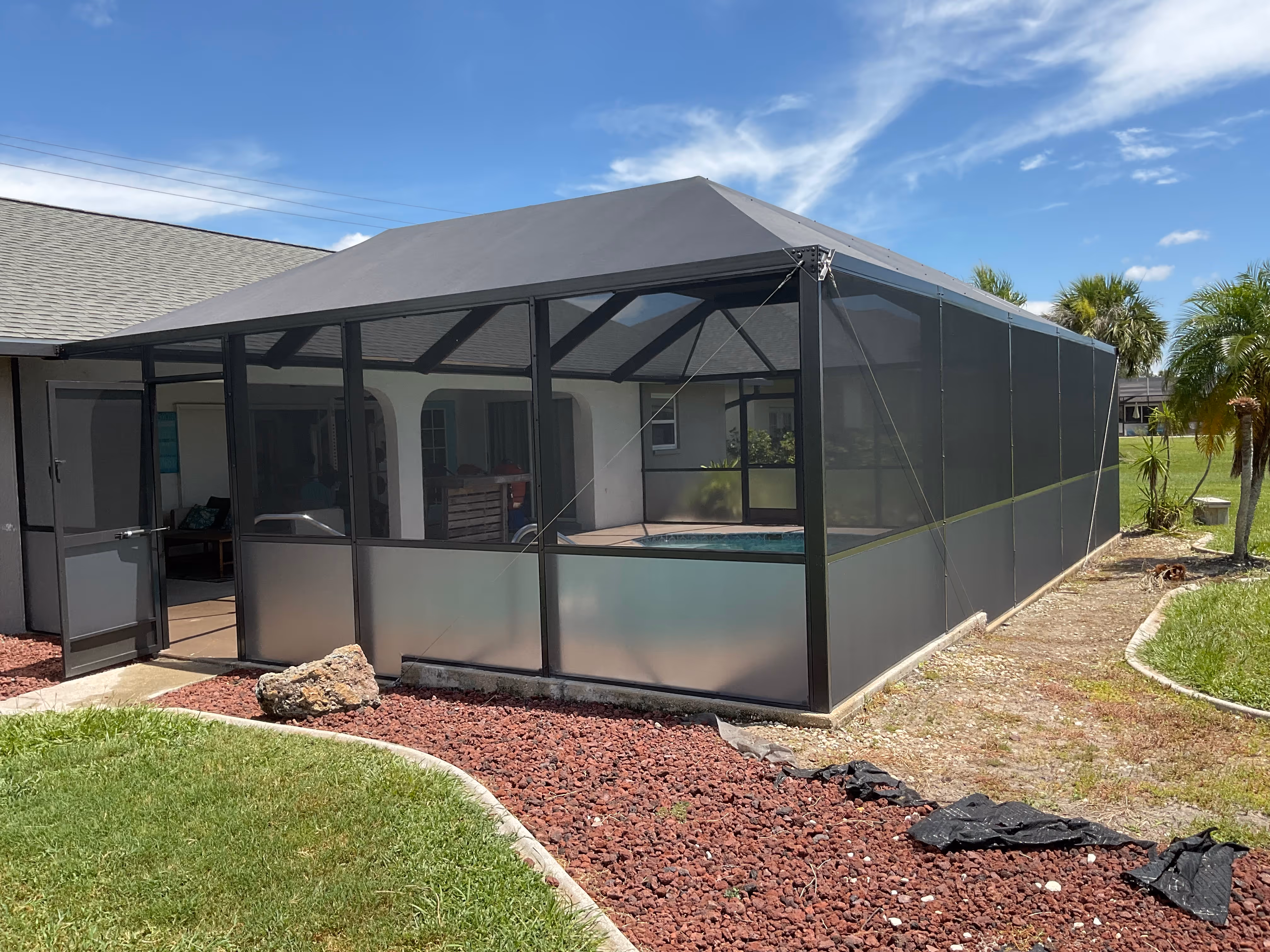 Aluminum pool enclosure with screened patio South Florida — AB Aluminum & Screens