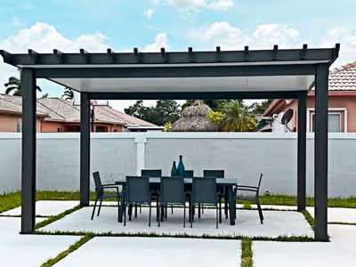 Aluminum pergola in Coral Gables, Miami-Dade — hurricane and wind load performance in South Florida