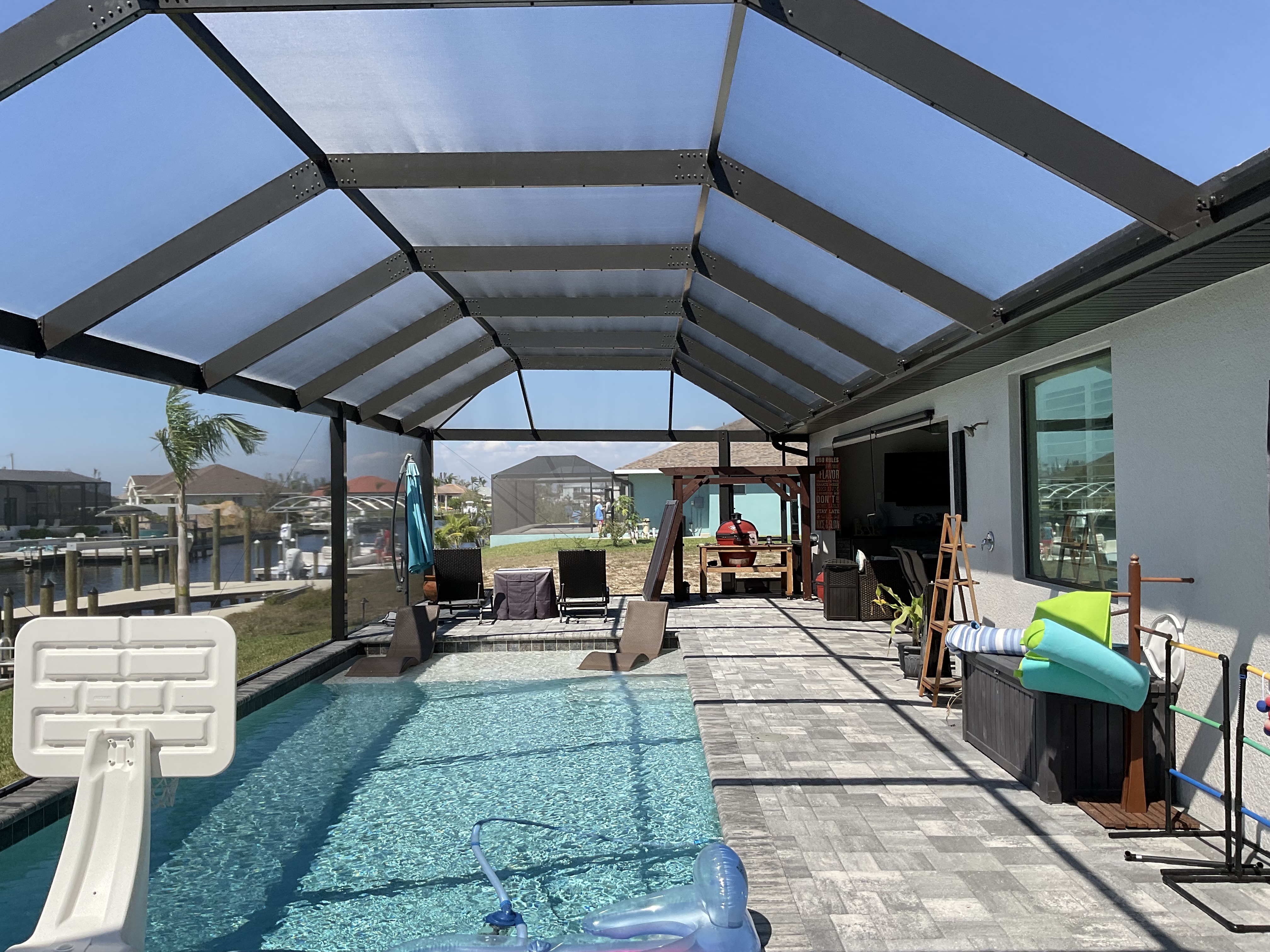 Pool screen enclosure aluminum frame installation — AB Aluminum & Screens South Florida