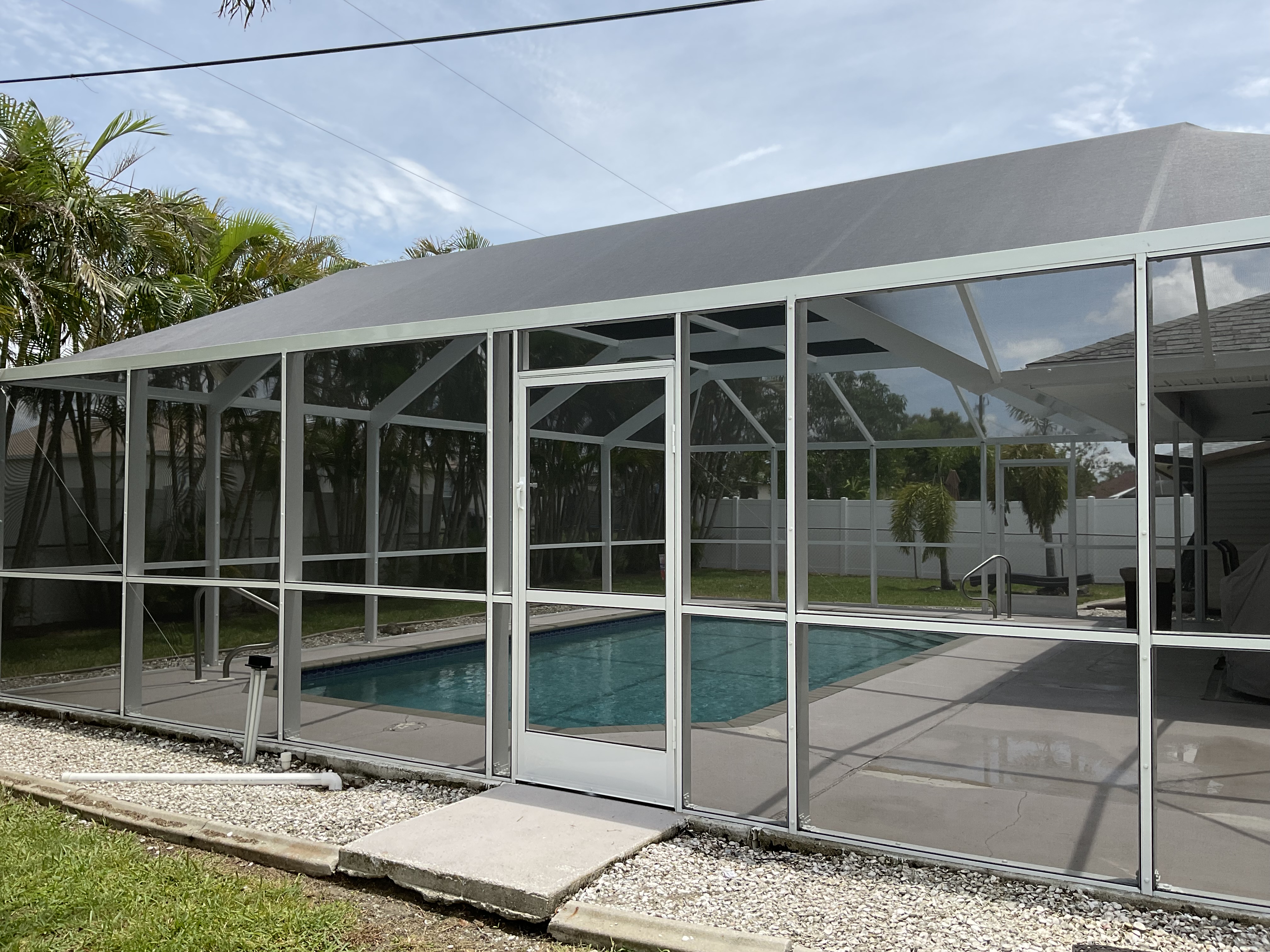 Pool enclosure with screen room extension attached patio — AB Aluminum & Screens