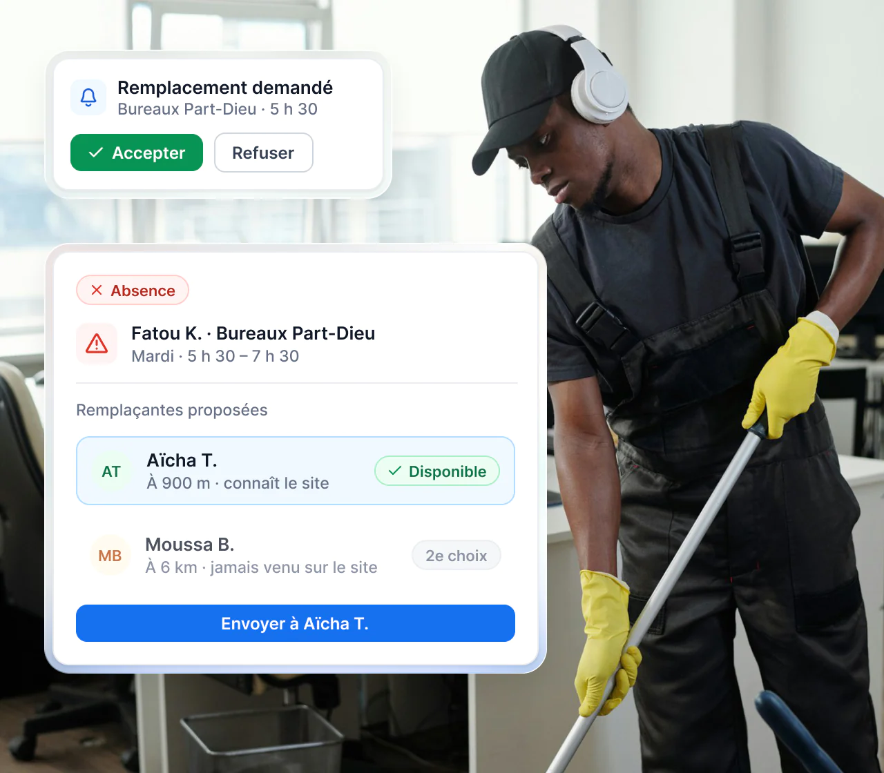 Interface Maglia : agente absente remplacée par une collègue proche qui connaît le site