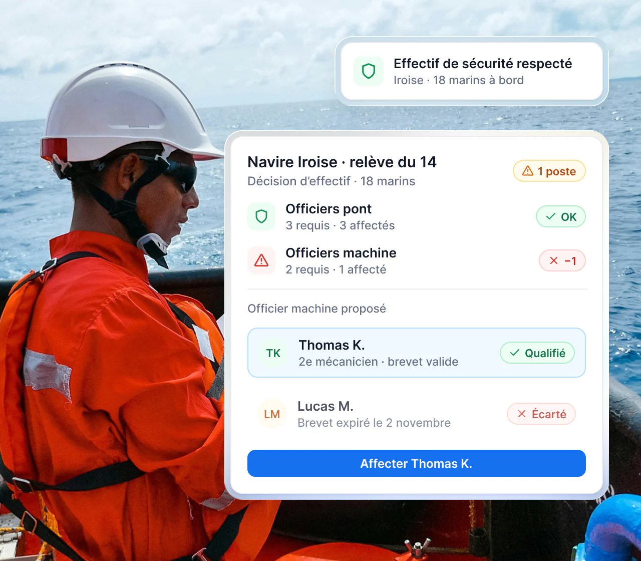 Interface Maglia : effectif d’un navire vérifié fonction par fonction, marin au brevet expiré écarté