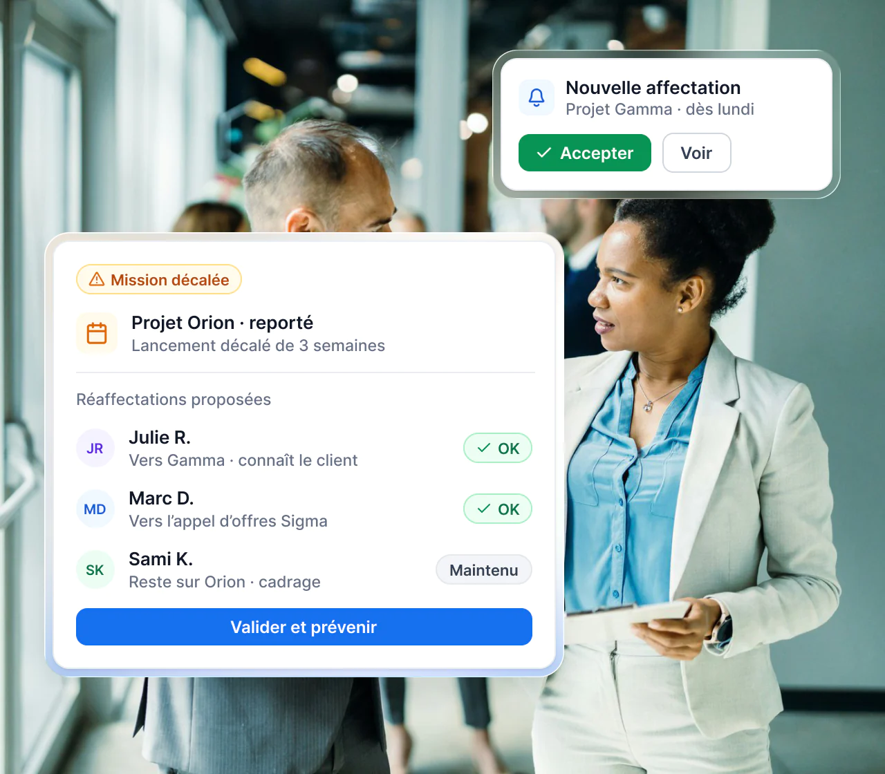 Interface Maglia : consultants libérés par une mission décalée, réaffectés à d’autres missions