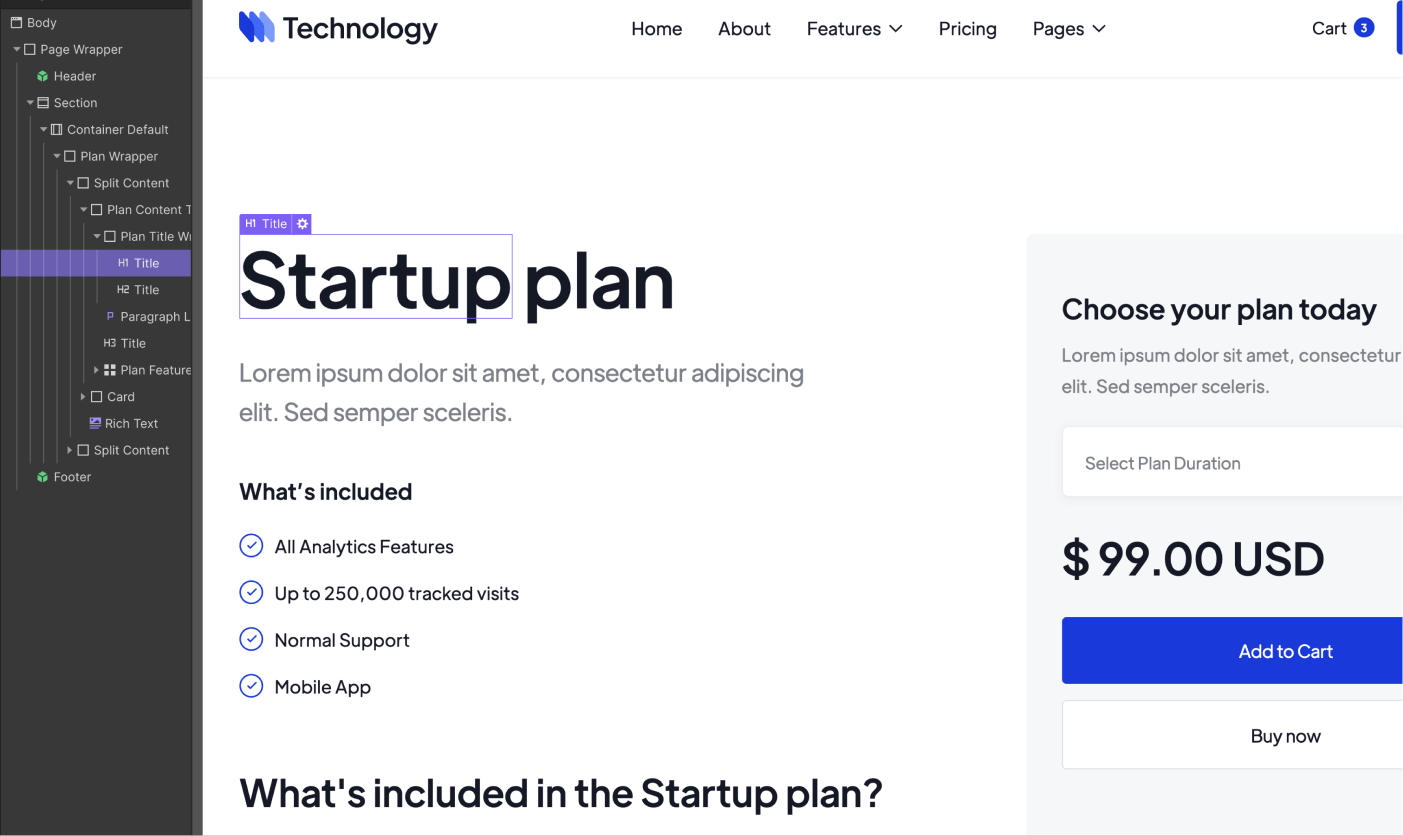 eCommerce Page - Technology Webflow Template