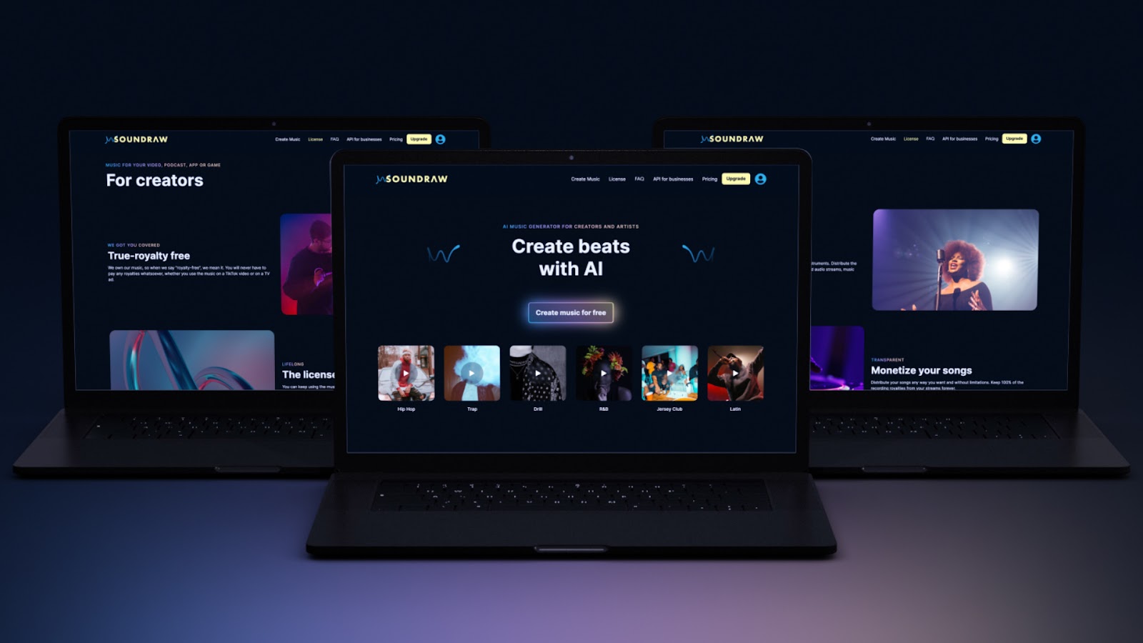 A graphic featuring SOUNDRAW, representing the software's accessibility of use.