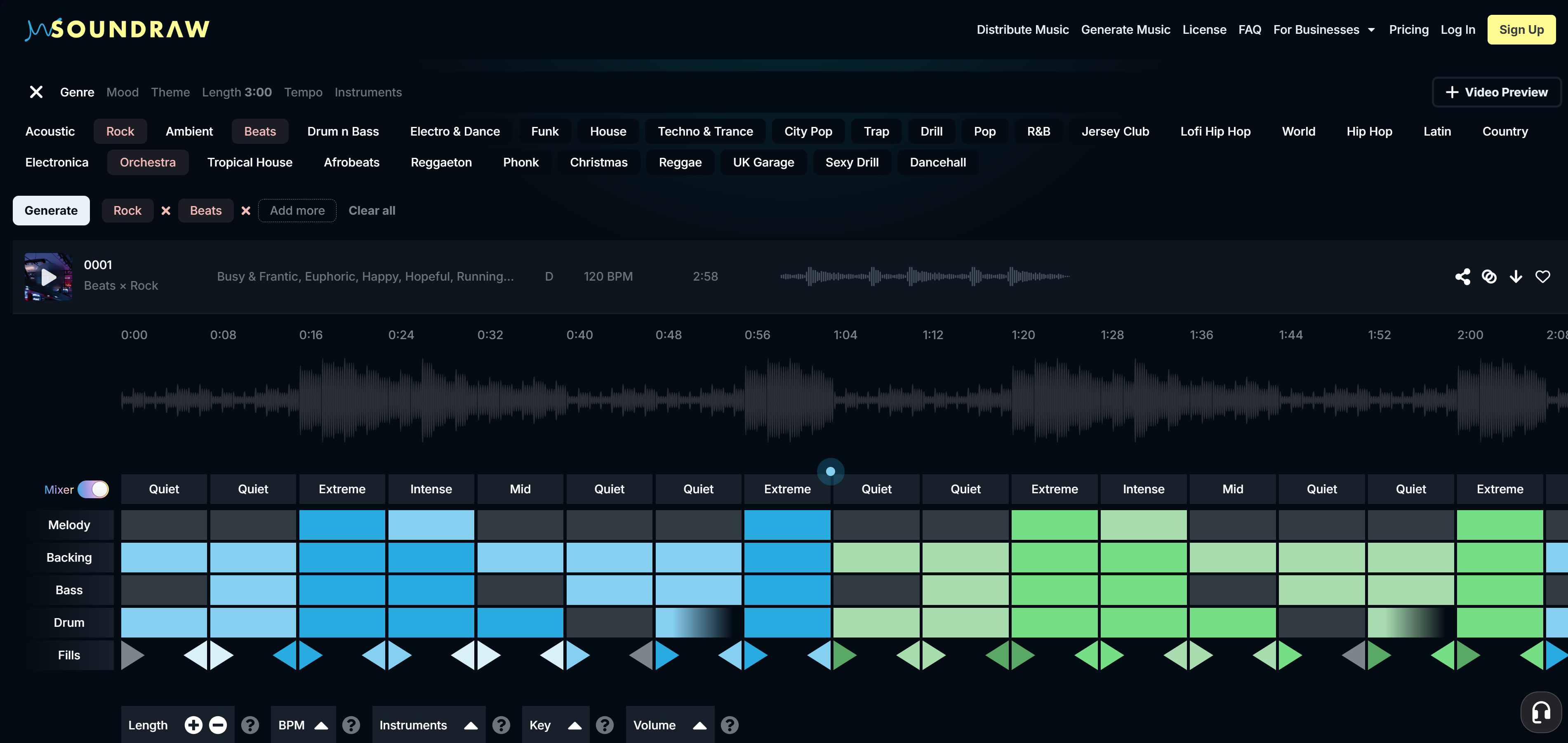 SOUNDRAW's Mixer in action, representing the capabilities of SOUNDRAW's post-production.